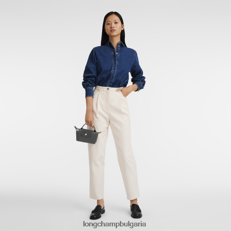 графит Жени le pliage зелена торбичка с дръжка кожени изделия Longchamp 6084PZ672