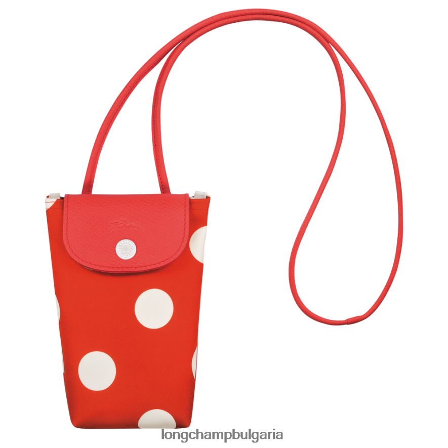 оранжево Жени колекция le pliage калъф за телефон с кожена дантела кожени изделия Longchamp 6084PZ676
