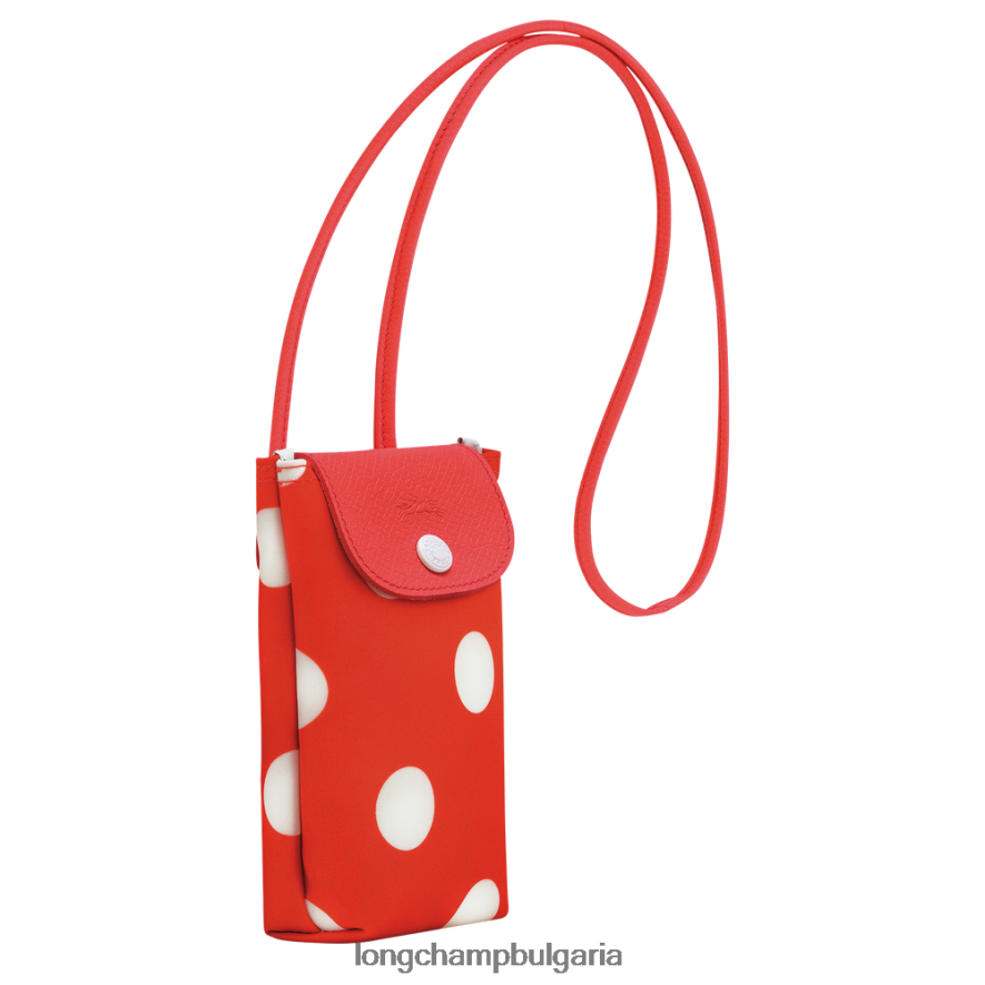 оранжево Жени колекция le pliage калъф за телефон с кожена дантела кожени изделия Longchamp 6084PZ676