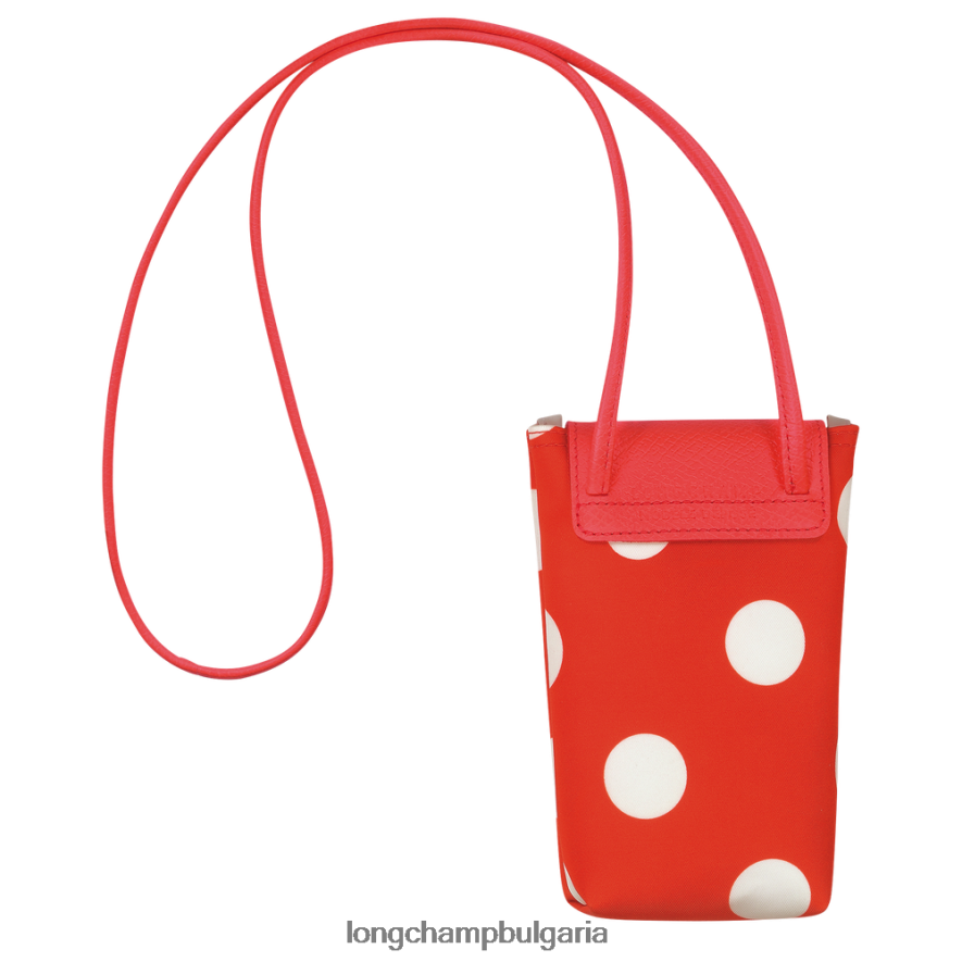 оранжево Жени колекция le pliage калъф за телефон с кожена дантела кожени изделия Longchamp 6084PZ676