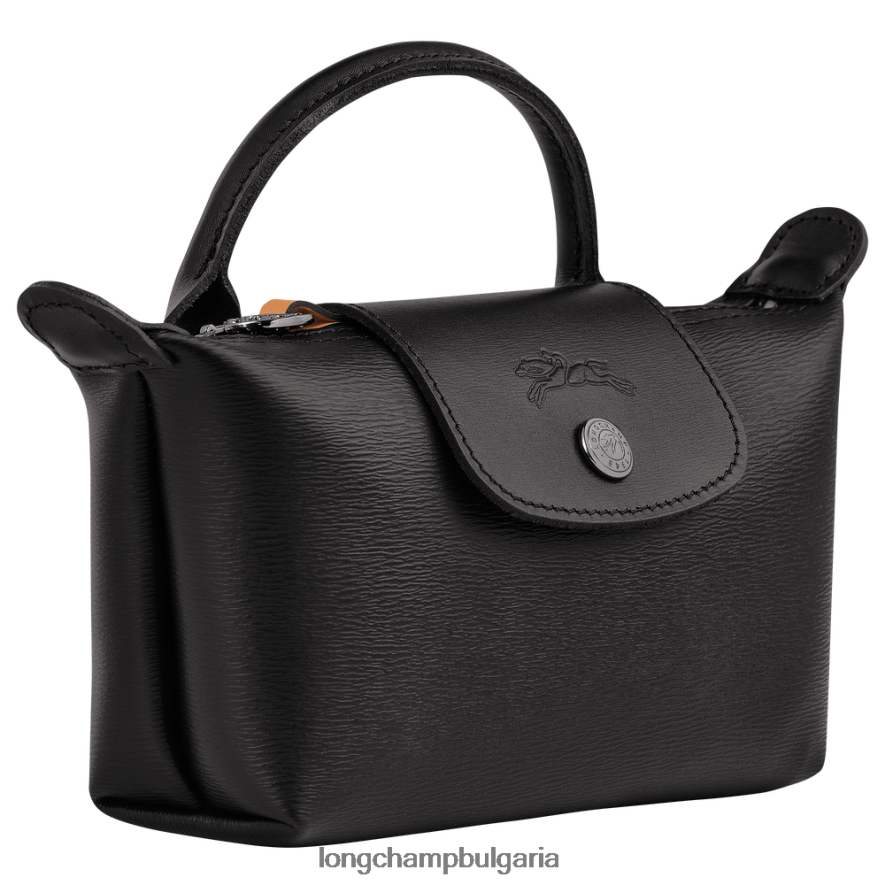 черен Жени градска торбичка le pliage с дръжка кожени изделия Longchamp 6084PZ678