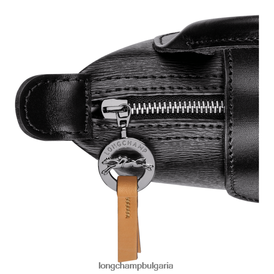 черен Жени градска торбичка le pliage с дръжка кожени изделия Longchamp 6084PZ678