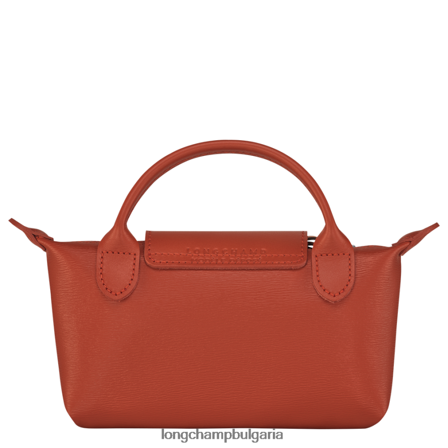 теракота Жени градска торбичка le pliage с дръжка кожени изделия Longchamp 6084PZ679