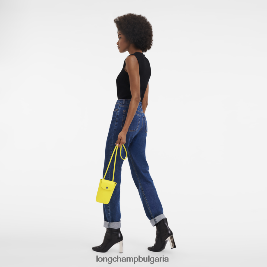 лимон Жени калъф за телефон le pliage xtra с кожена дантела кожени изделия Longchamp 6084PZ719