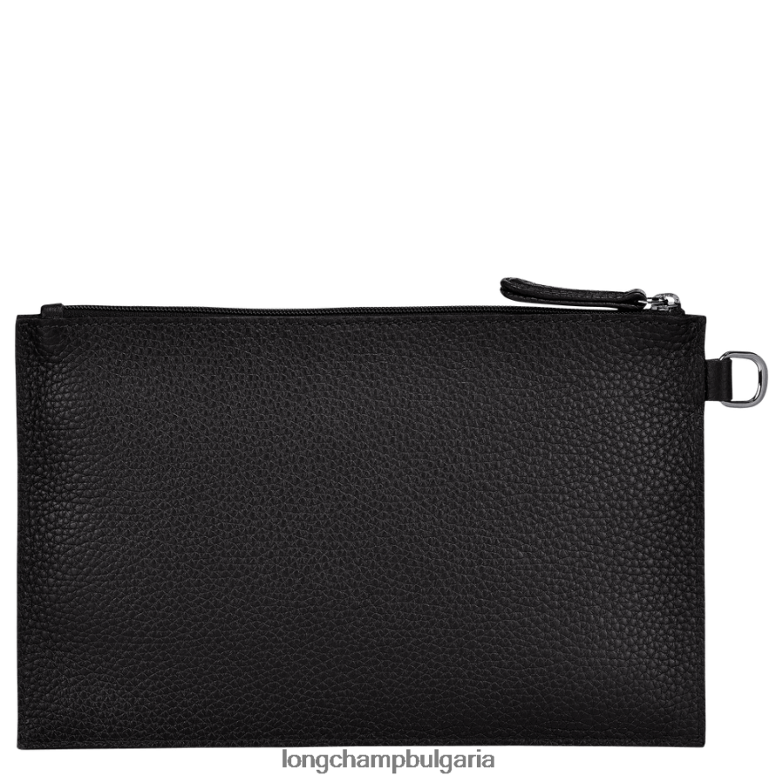 черен Жени roseau есенциална торбичка кожени изделия Longchamp 6084PZ690