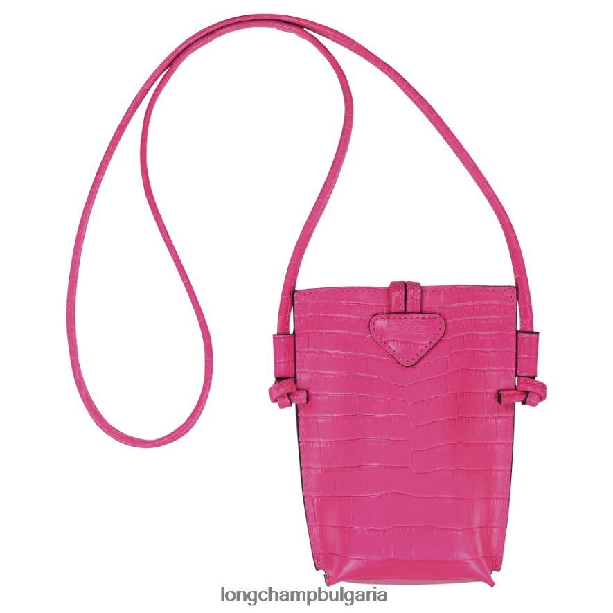 фуксия Жени калъф за телефон roseau croco с дантела кожени изделия Longchamp 6084PZ689