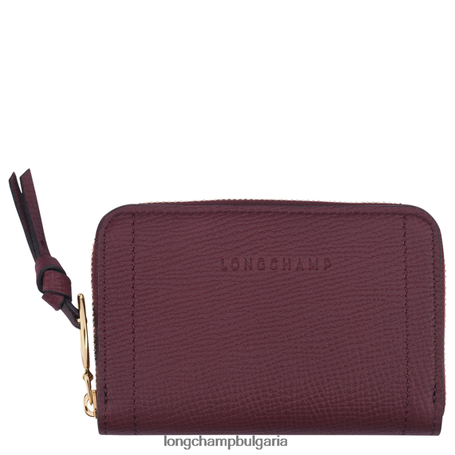 бордо Жени пощенска кутия портмоне за монети кожени изделия Longchamp 6084PZ537