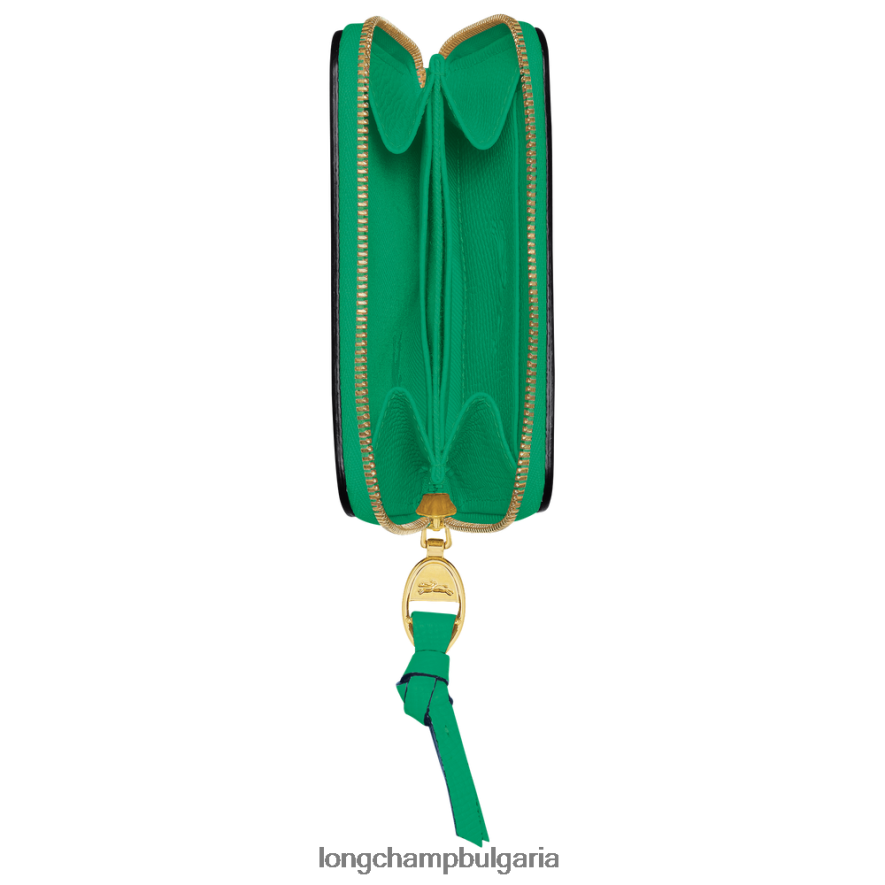 трева/зелена светлина Жени пощенска кутия портмоне за монети кожени изделия Longchamp 6084PZ540