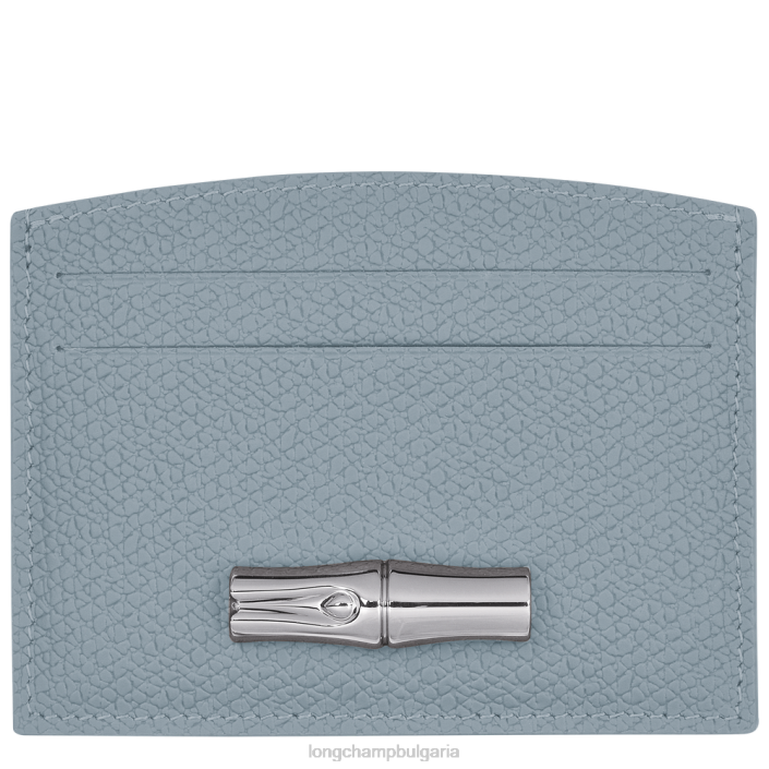 облачно синьо Жени държач за карта Roseau кожени изделия Longchamp 6084PZ640