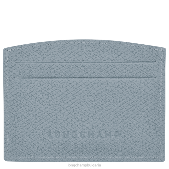 облачно синьо Жени държач за карта Roseau кожени изделия Longchamp 6084PZ640