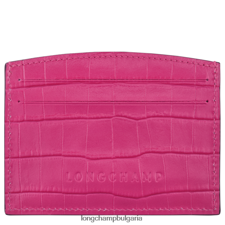 фуксия Жени държач за карта Roseau кожени изделия Longchamp 6084PZ642