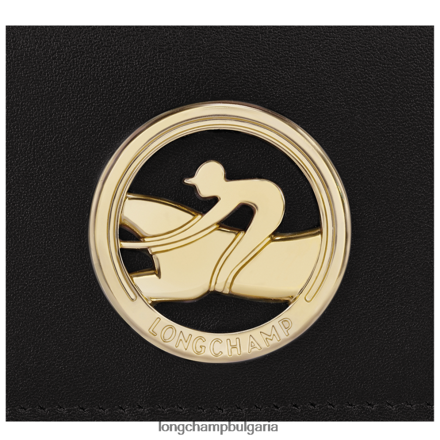 черен Жени портмоне за монети box-trot с презрамка кожени изделия Longchamp 6084PZ516