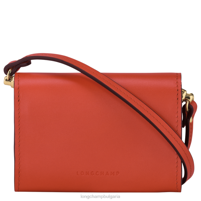 оранжево Жени портмоне за монети box-trot с презрамка кожени изделия Longchamp 6084PZ517