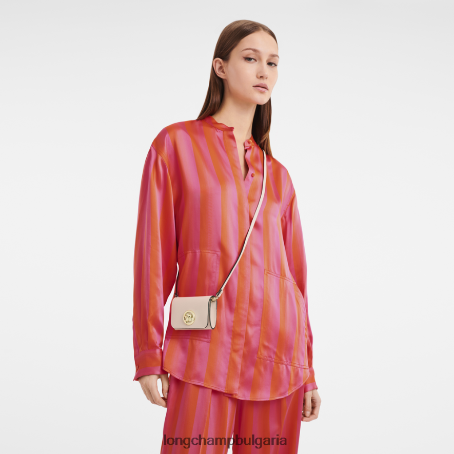 бледо розово Жени портмоне за монети box-trot с презрамка кожени изделия Longchamp 6084PZ519