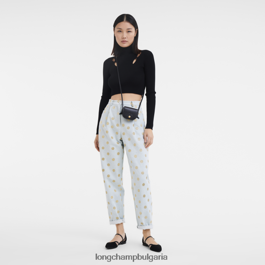 черен Жени портмоне за монети epure с кожена дантела кожени изделия Longchamp 6084PZ531