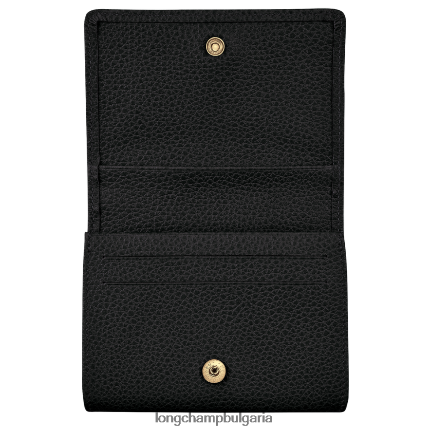 черен Жени le foulonne кесия за монети кожени изделия Longchamp 6084PZ521