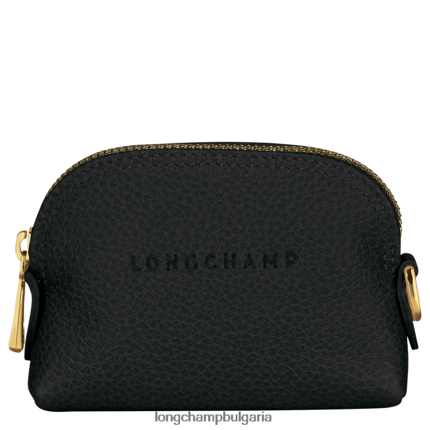 черен Жени le foulonne кесия за монети кожени изделия Longchamp 6084PZ524