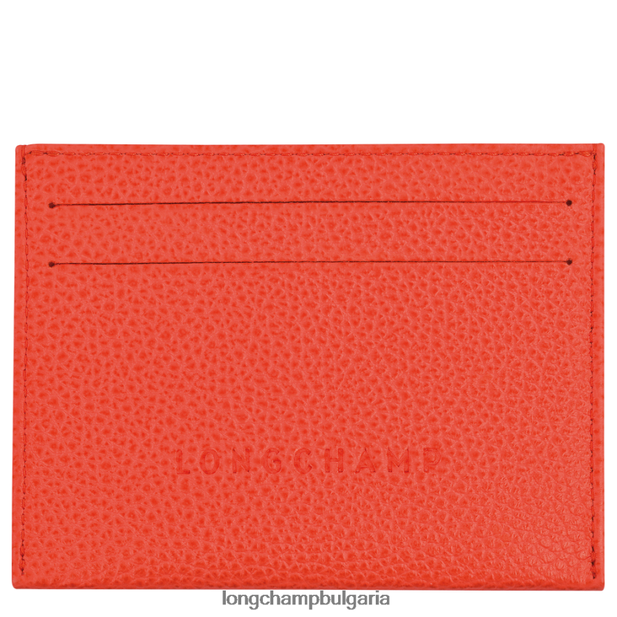 оранжево Жени le foulonne картодържател кожени изделия Longchamp 6084PZ644