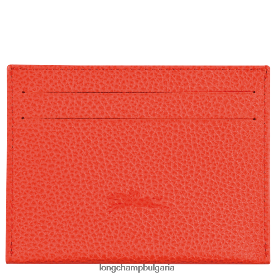 оранжево Жени le foulonne картодържател кожени изделия Longchamp 6084PZ644