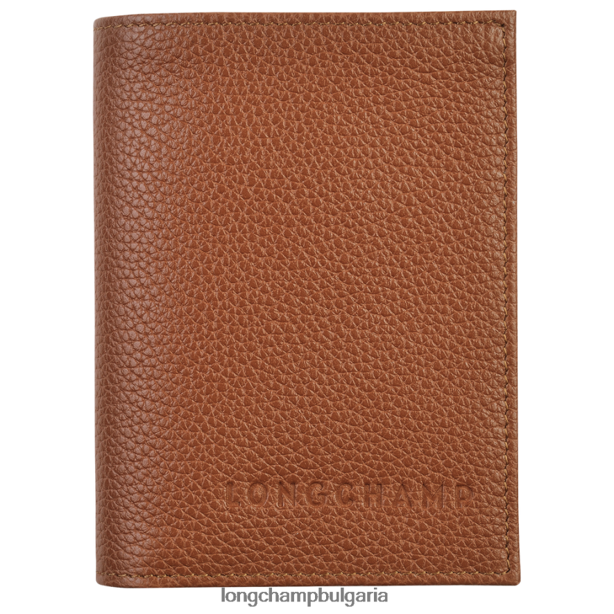 карамел Жени притежател на карта le foulonne кожени изделия Longchamp 6084PZ658