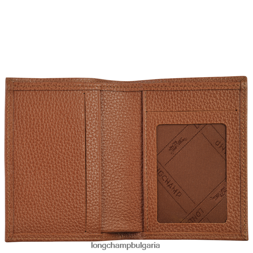 карамел Жени притежател на карта le foulonne кожени изделия Longchamp 6084PZ658