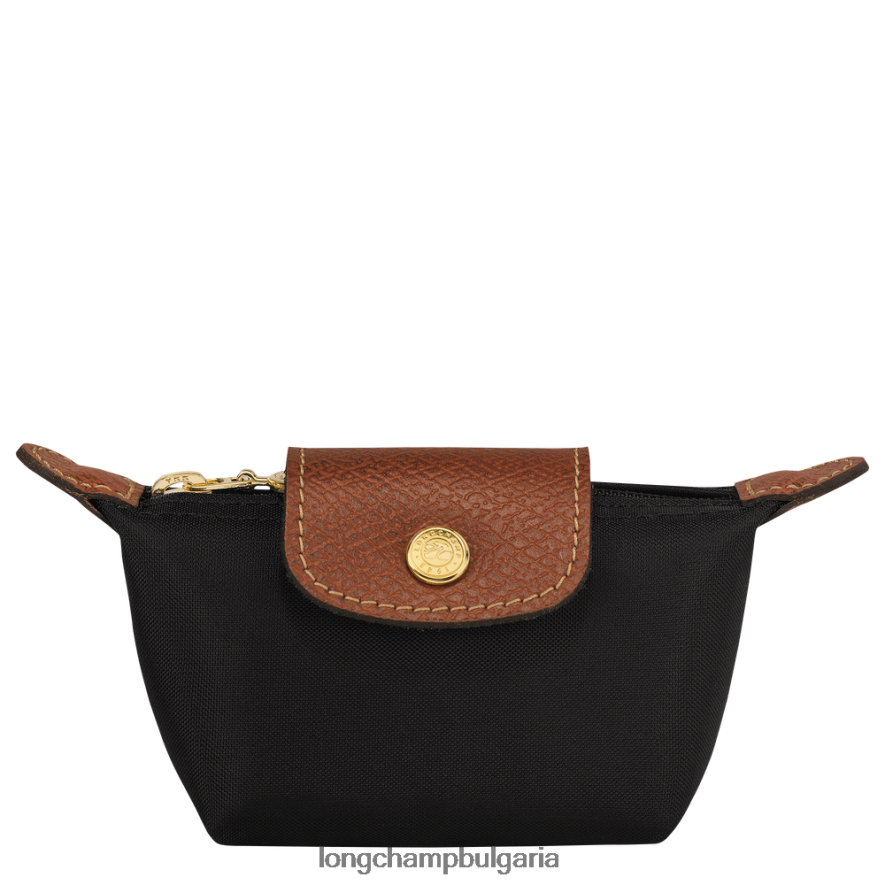 черен Жени le pliage оригинално портмоне за монети кожени изделия Longchamp 6084PZ499