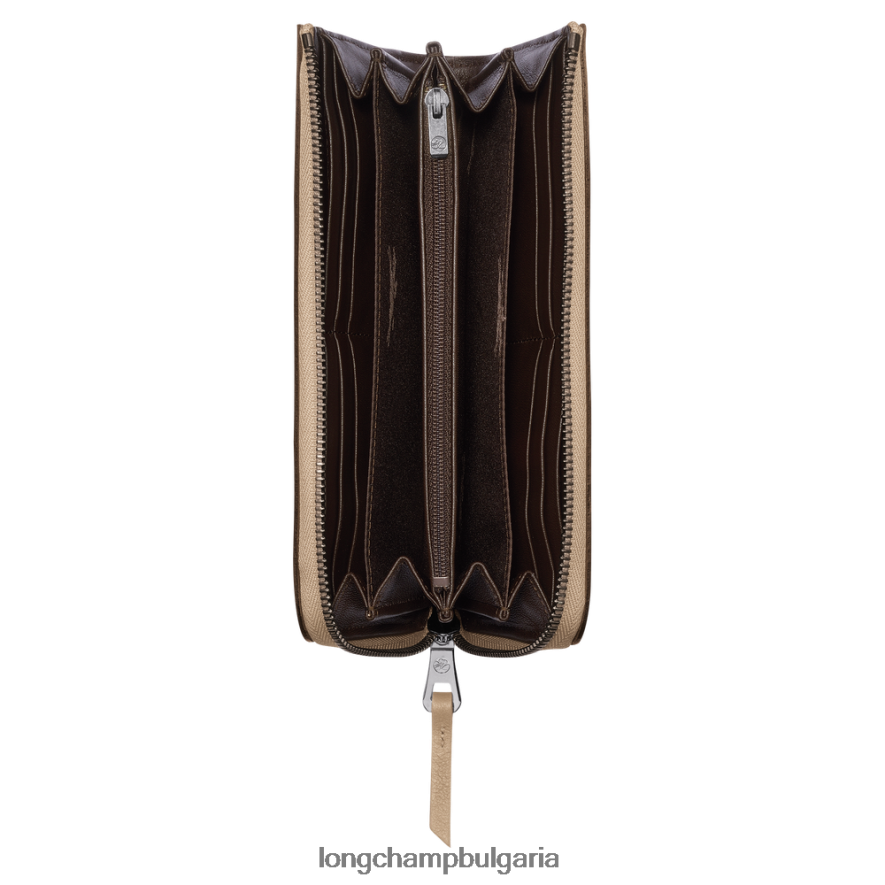 бежово Жени 3d портфейл с цип наоколо кожени изделия Longchamp 6084PZ621