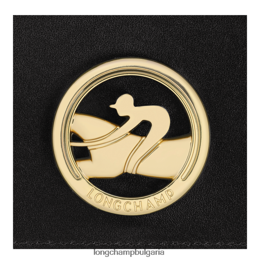 черен Жени бокс-трот портфейл кожени изделия Longchamp 6084PZ554