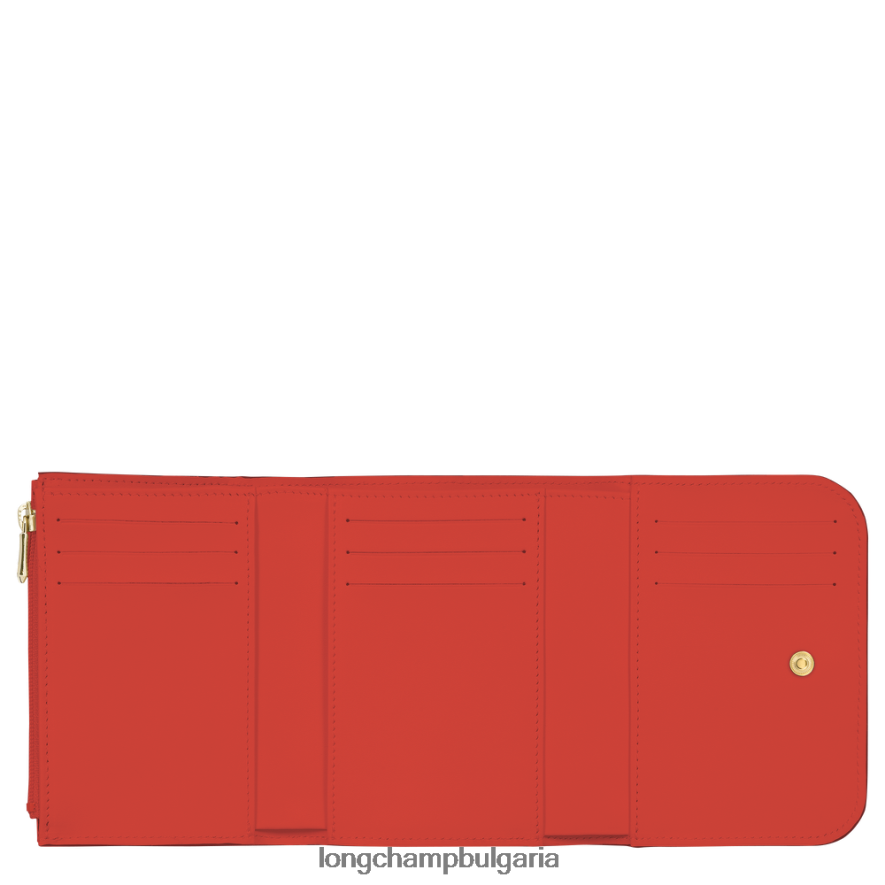 оранжево Жени бокс-трот портфейл кожени изделия Longchamp 6084PZ555