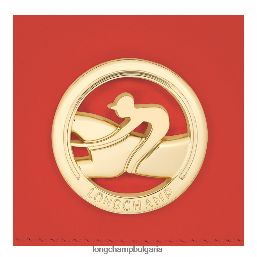 оранжево Жени бокс-трот портфейл кожени изделия Longchamp 6084PZ555