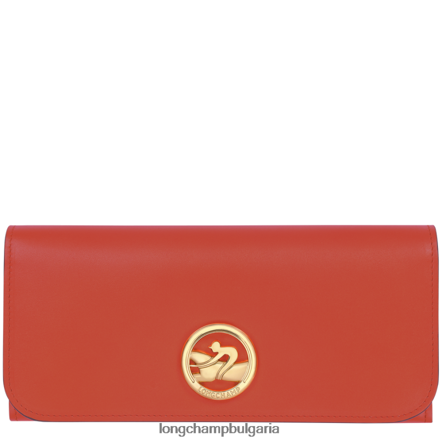 оранжево Жени бокс-трот континентален портфейл кожени изделия Longchamp 6084PZ559