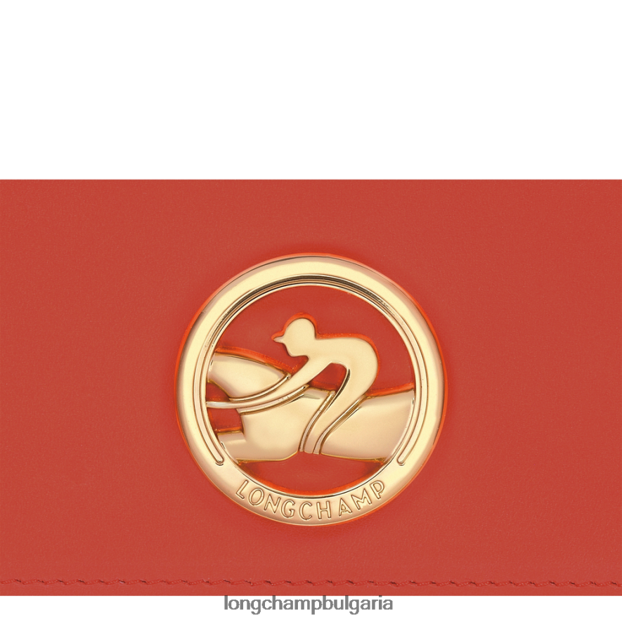 оранжево Жени бокс-трот континентален портфейл кожени изделия Longchamp 6084PZ559