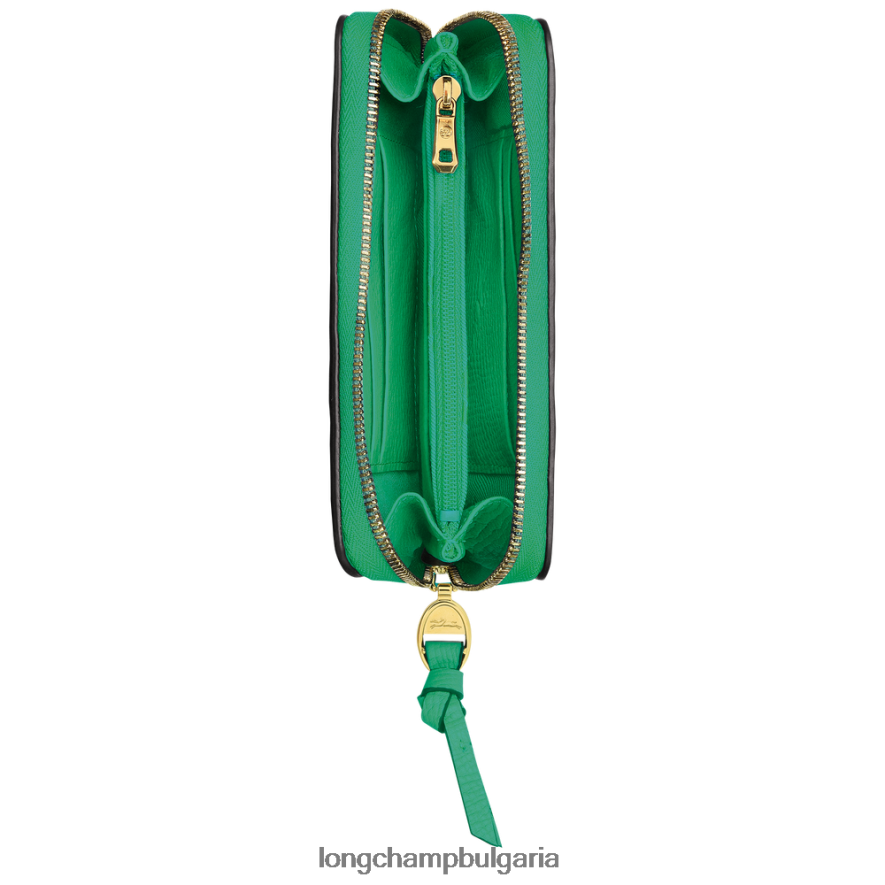 трева/зелена светлина Жени портфейл за пощенска кутия кожени изделия Longchamp 6084PZ617
