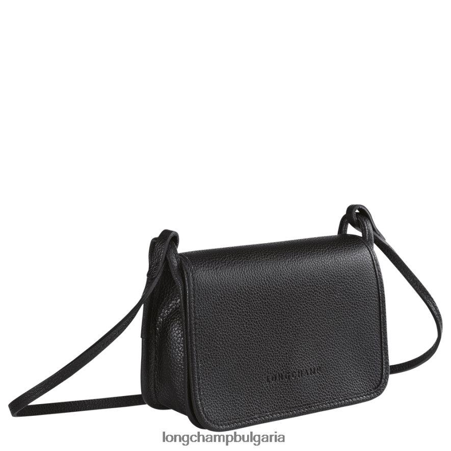 черен Жени le foulonne портфейл на верига кожени изделия Longchamp 6084PZ327