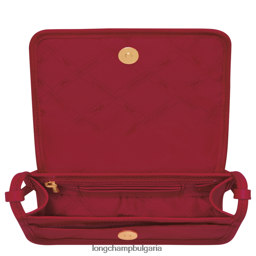 червен Жени le foulonne портфейл на верига кожени изделия Longchamp 6084PZ330