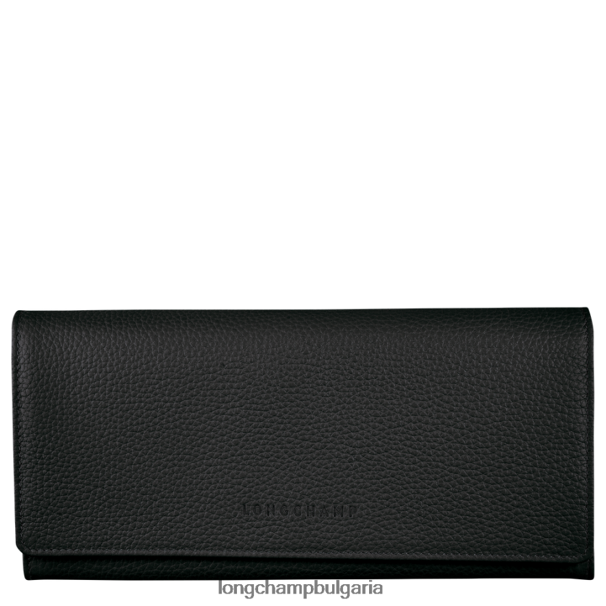 черен Жени le foulonne континентален портфейл кожени изделия Longchamp 6084PZ602