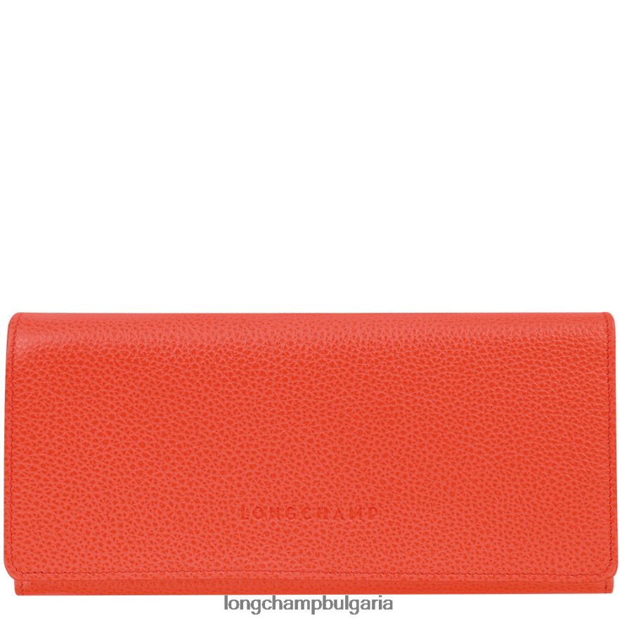 оранжево Жени le foulonne континентален портфейл кожени изделия Longchamp 6084PZ603