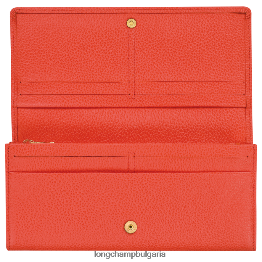 оранжево Жени le foulonne континентален портфейл кожени изделия Longchamp 6084PZ603