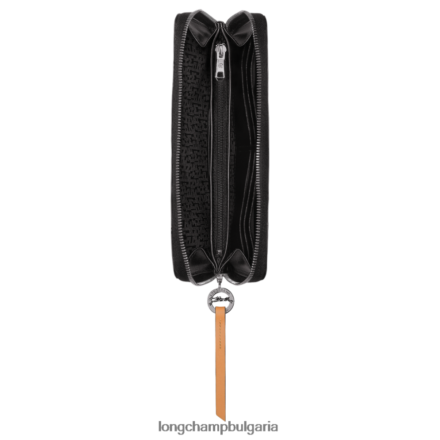 черен Жени градски портфейл le pliage с цип кожени изделия Longchamp 6084PZ550