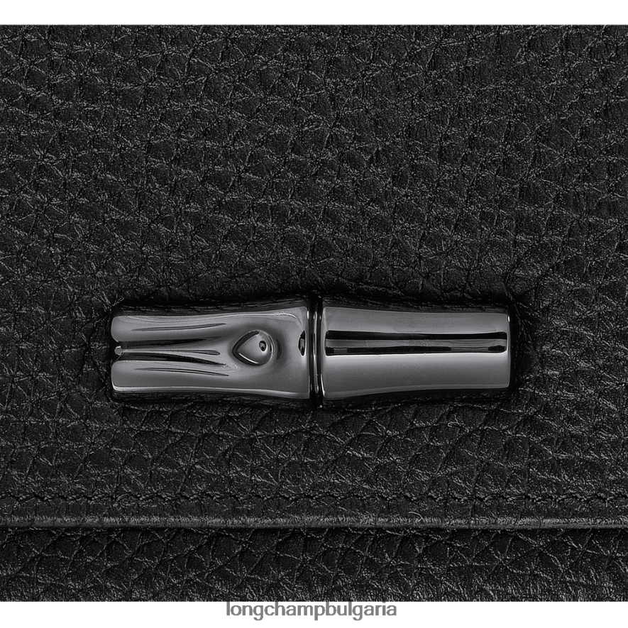 черен Жени roseau есенциален портфейл кожени изделия Longchamp 6084PZ571