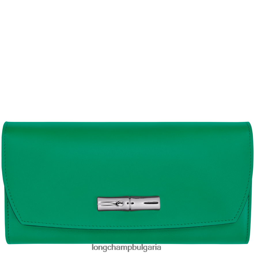 трева/зелена светлина Жени портфейл roseau continental кожени изделия Longchamp 6084PZ566