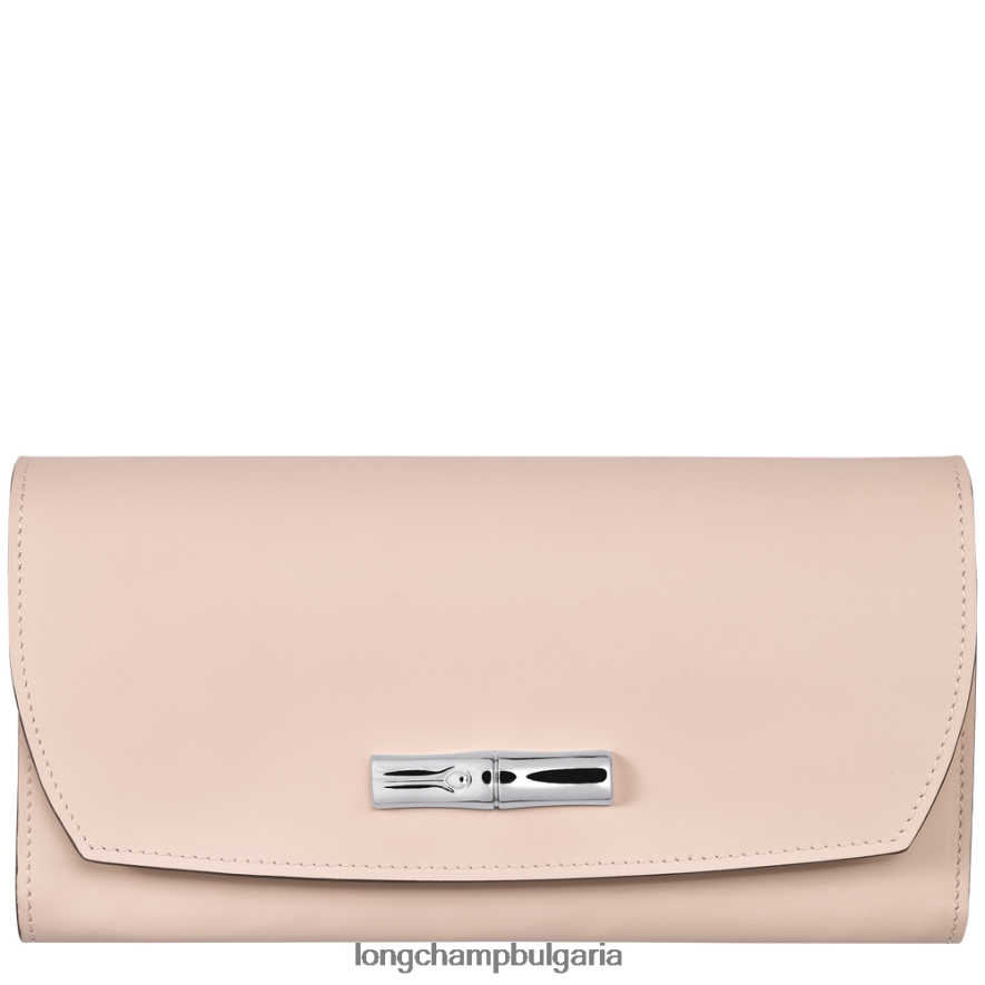 бледо розово Жени портфейл roseau continental кожени изделия Longchamp 6084PZ567