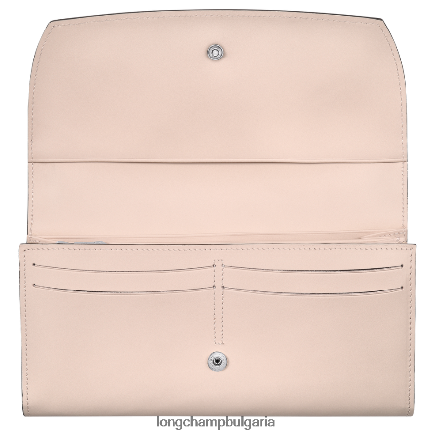 бледо розово Жени портфейл roseau continental кожени изделия Longchamp 6084PZ567