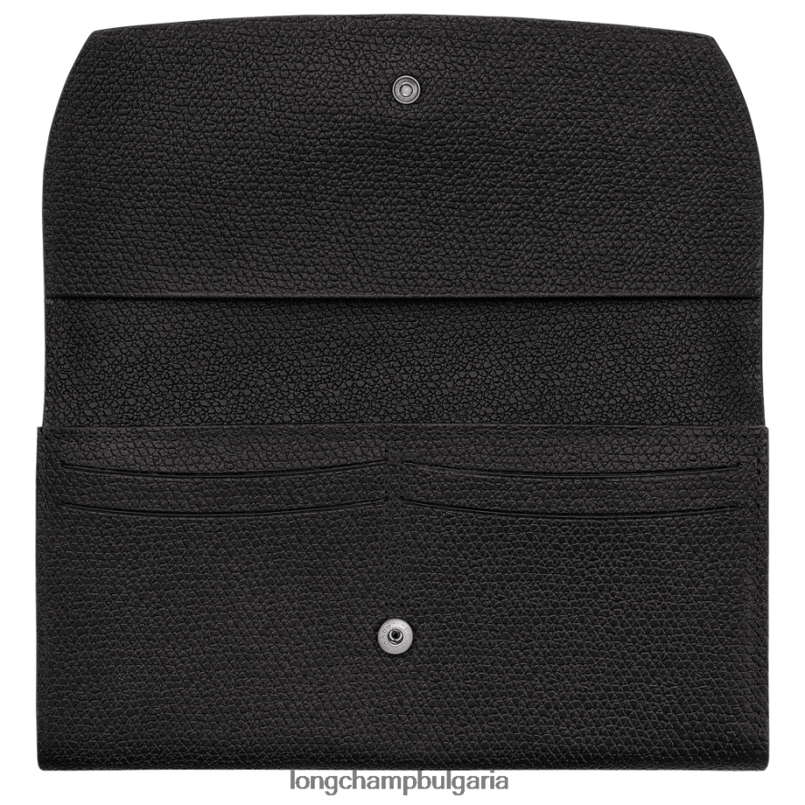 черен Жени портфейл roseau continental кожени изделия Longchamp 6084PZ587