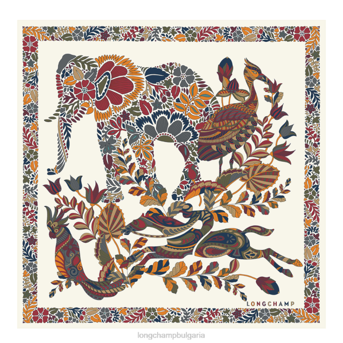 екрю Жени копринен шал колекция пролет/лято 2023 50 аксесоари Longchamp 6084PZ1004