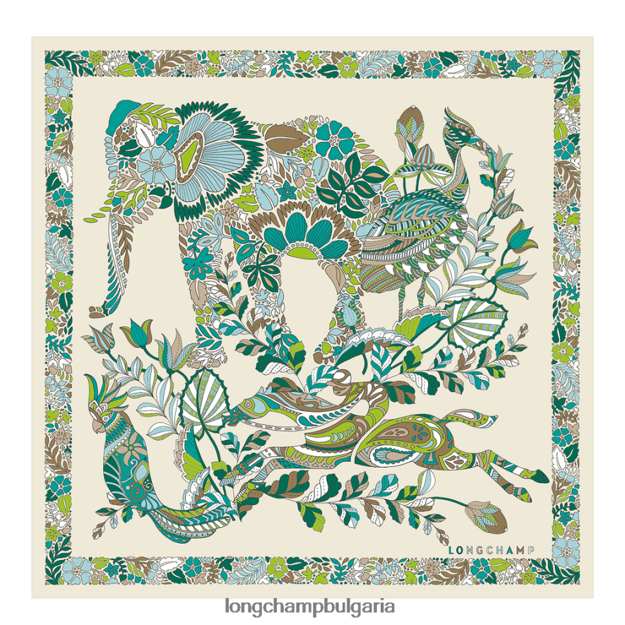 трева/зелена светлина Жени копринен шал колекция пролет/лято 2023 50 аксесоари Longchamp 6084PZ1007