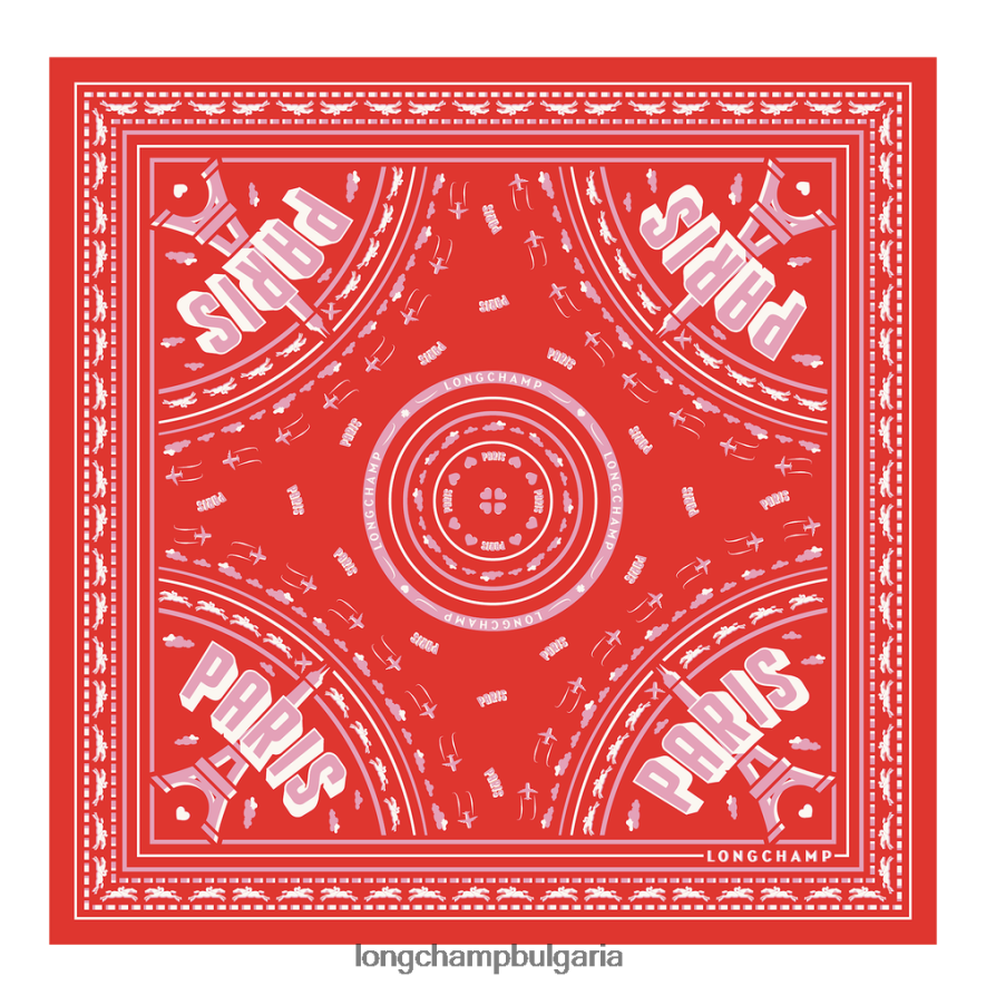 оранжево Жени копринен шал колекция пролет/лято 2023 50 аксесоари Longchamp 6084PZ1016