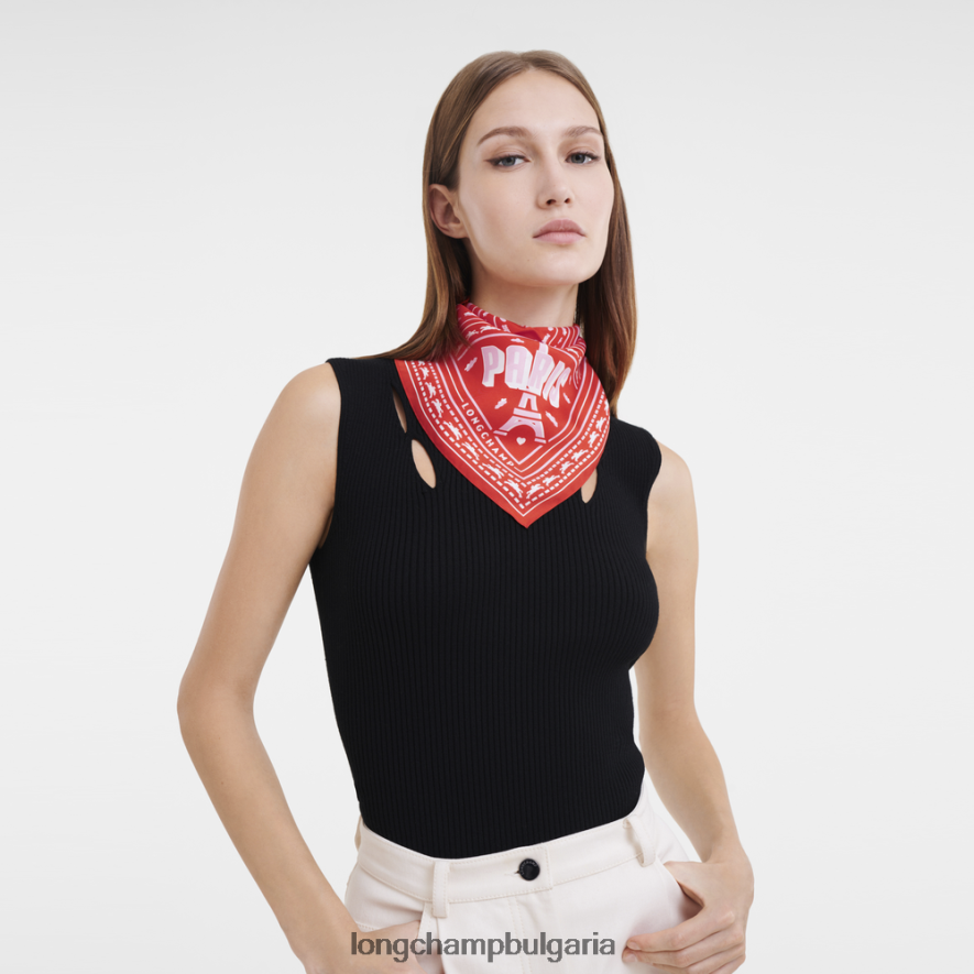 оранжево Жени копринен шал колекция пролет/лято 2023 50 аксесоари Longchamp 6084PZ1016