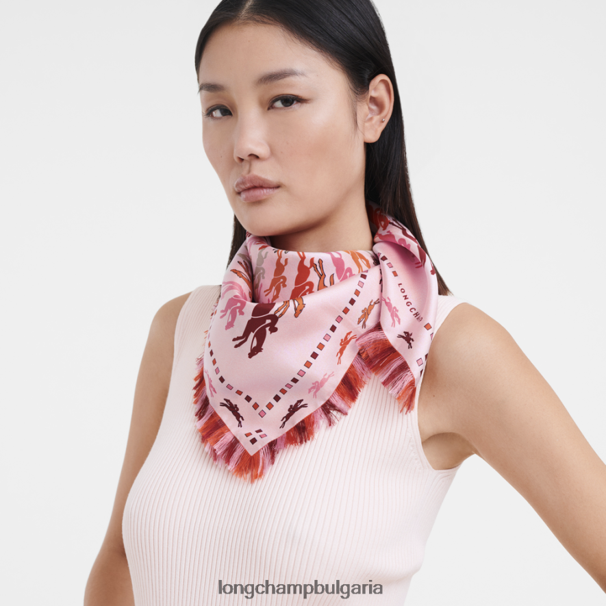 розово Жени копринен шал колекция пролет/лято 2023 70 аксесоари Longchamp 6084PZ1028