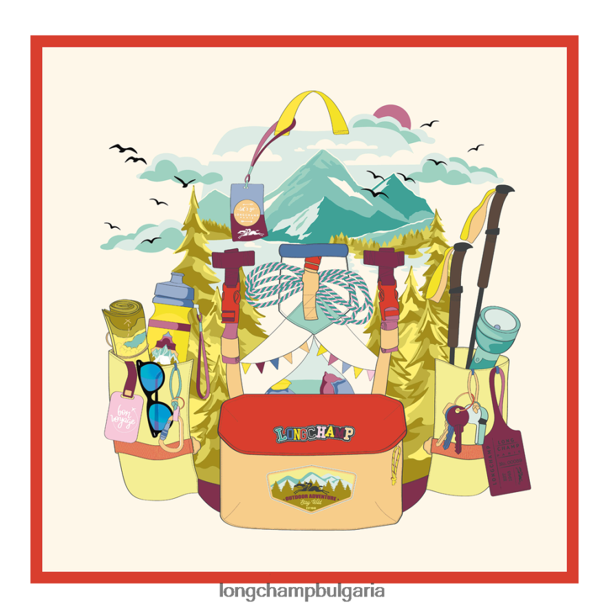 оранжево Жени копринен шал колекция пролет/лято 2023 70 аксесоари Longchamp 6084PZ1033